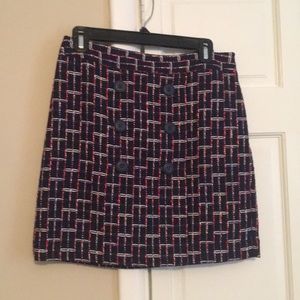 LOFT navy and red skirt
